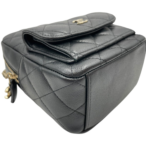 Quilted Mini Black Backpack in Caviar Leather Gold hardware CL2605-21175 6