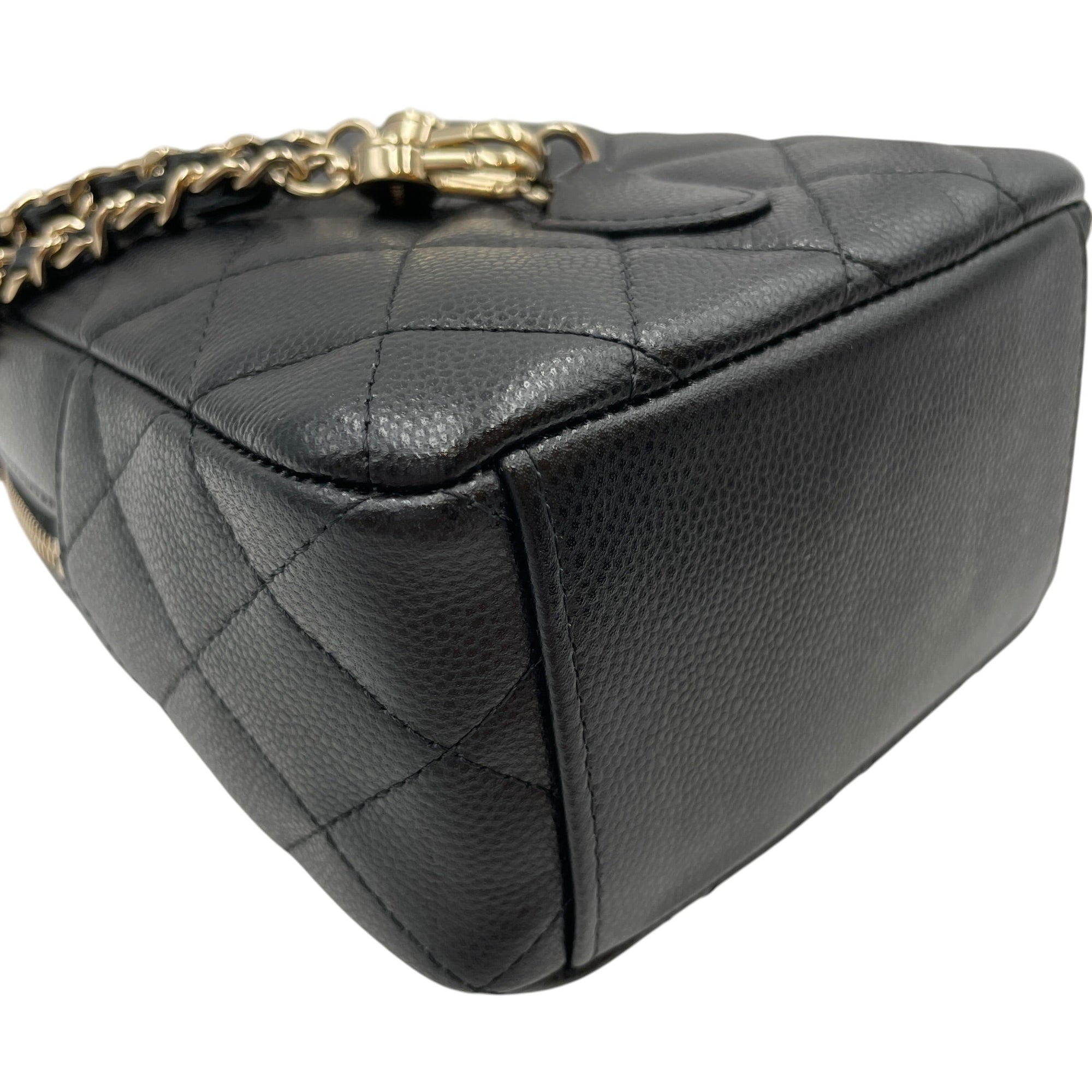 Quilted Mini Black Backpack in Caviar Leather Gold hardware CL2605-21175 8