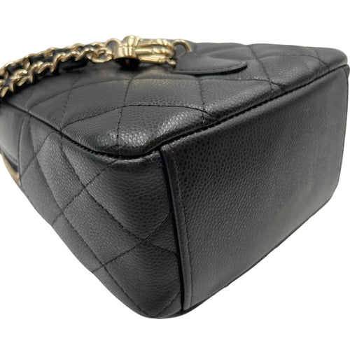 Quilted Mini Black Backpack in Caviar Leather Gold hardware CL2605-21175 8