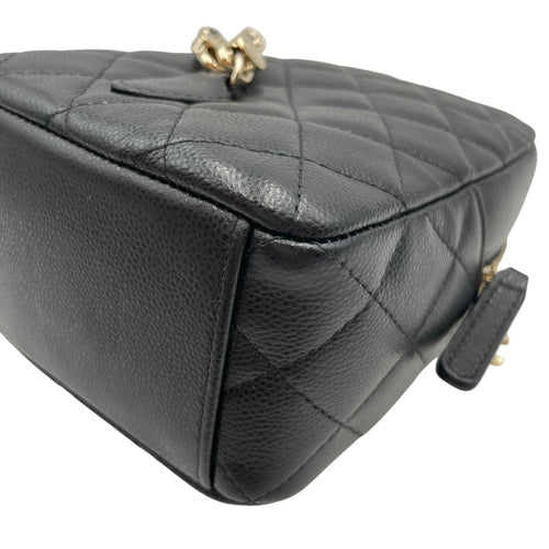 Quilted Mini Black Backpack in Caviar Leather Gold hardware CL2605-21175 9