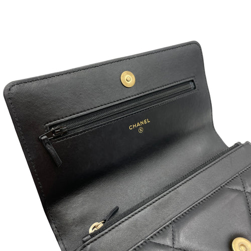 C19 Black Wallet On Chain in Lambskin Mixed hardware CL2605-21176 14