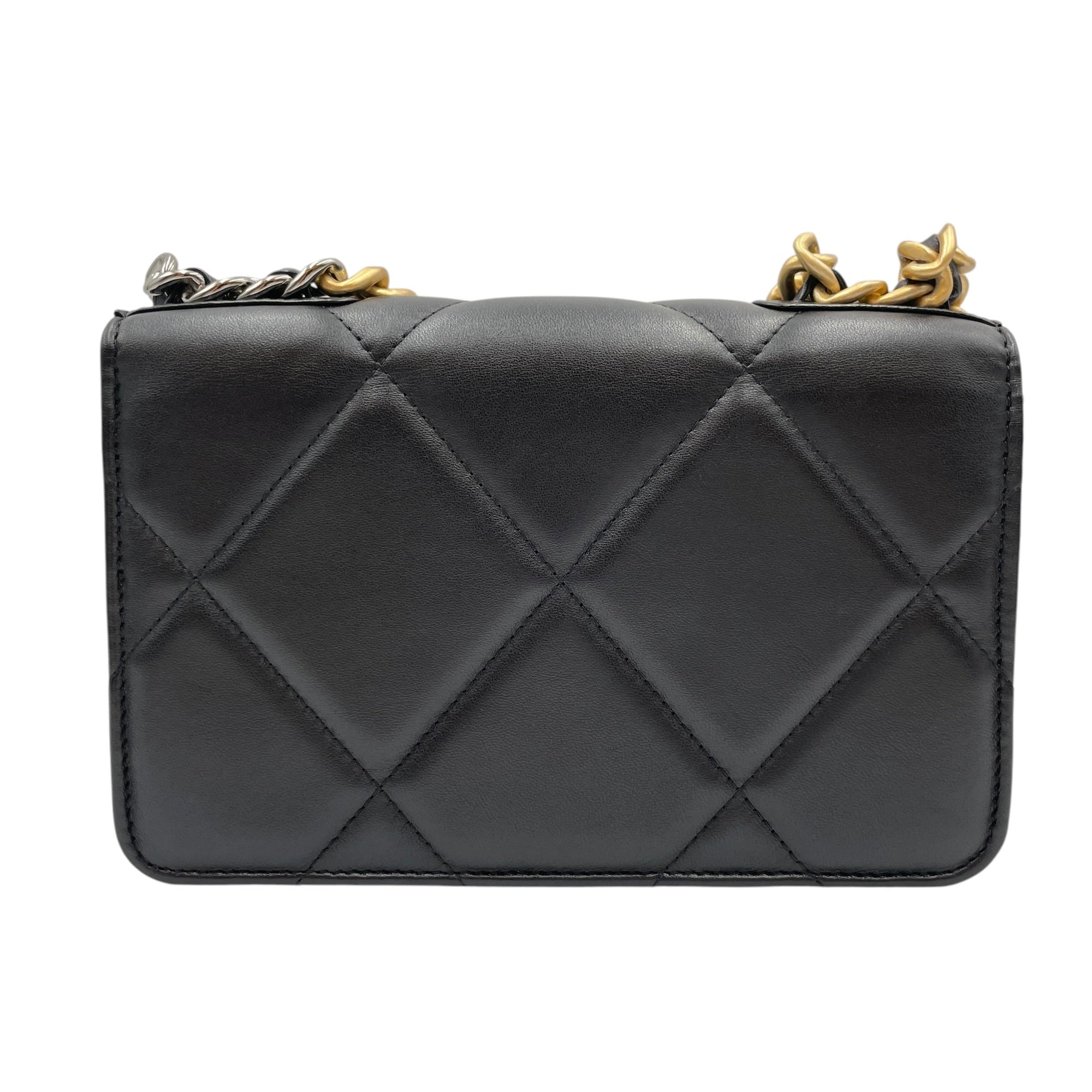 C19 Black Wallet On Chain in Lambskin Mixed hardware CL2605-21176 2