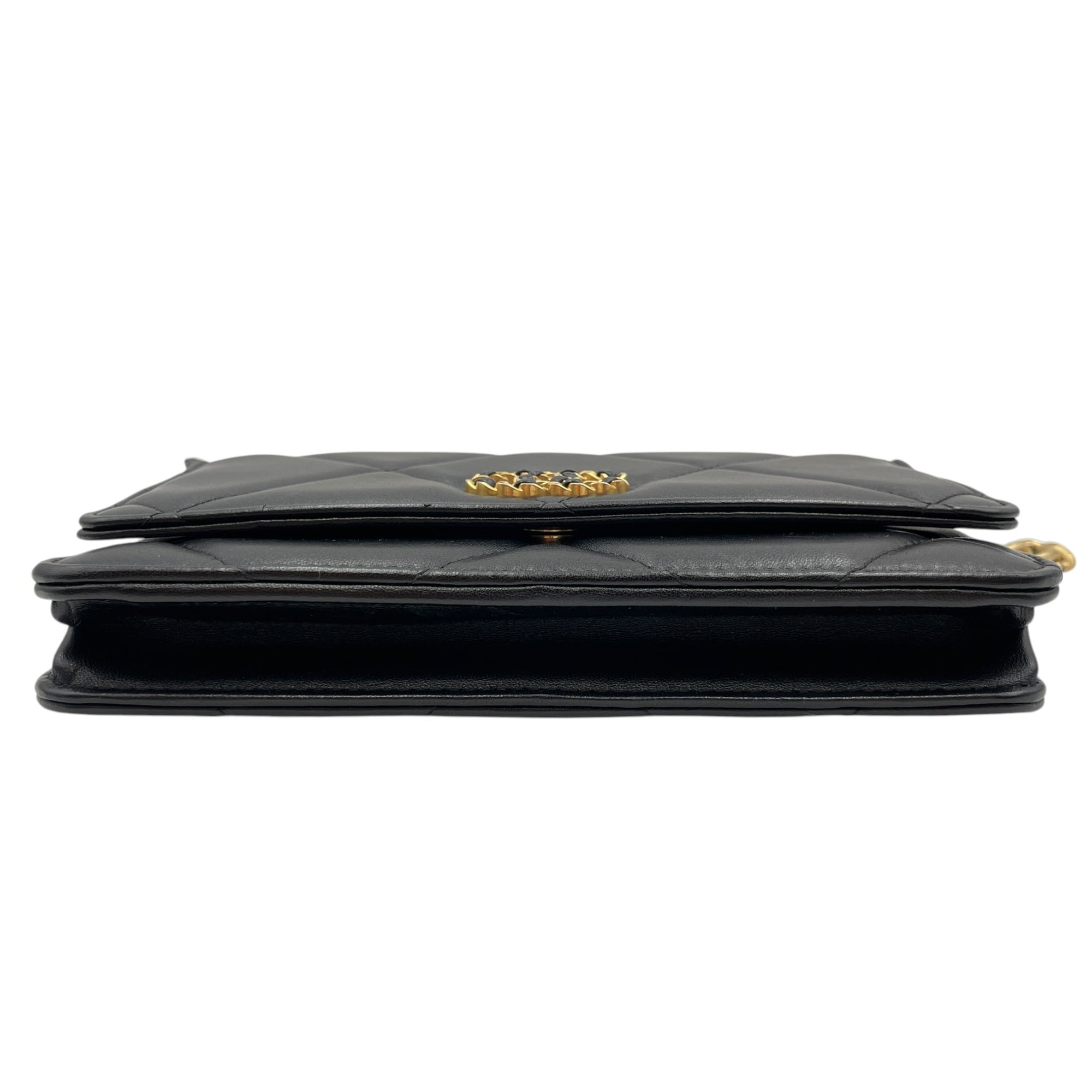 C19 Black Wallet On Chain in Lambskin Mixed hardware CL2605-21176 3