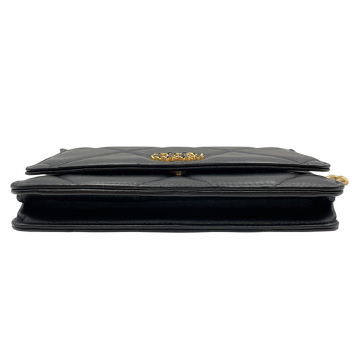 C19 Black Wallet On Chain in Lambskin Mixed hardware CL2605-21176 3