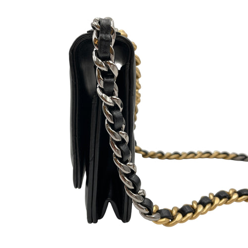 C19 Black Wallet On Chain in Lambskin Mixed hardware CL2605-21176 4