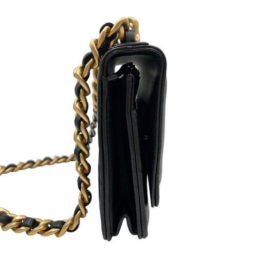 C19 Black Wallet On Chain in Lambskin Mixed hardware CL2605-21176 5