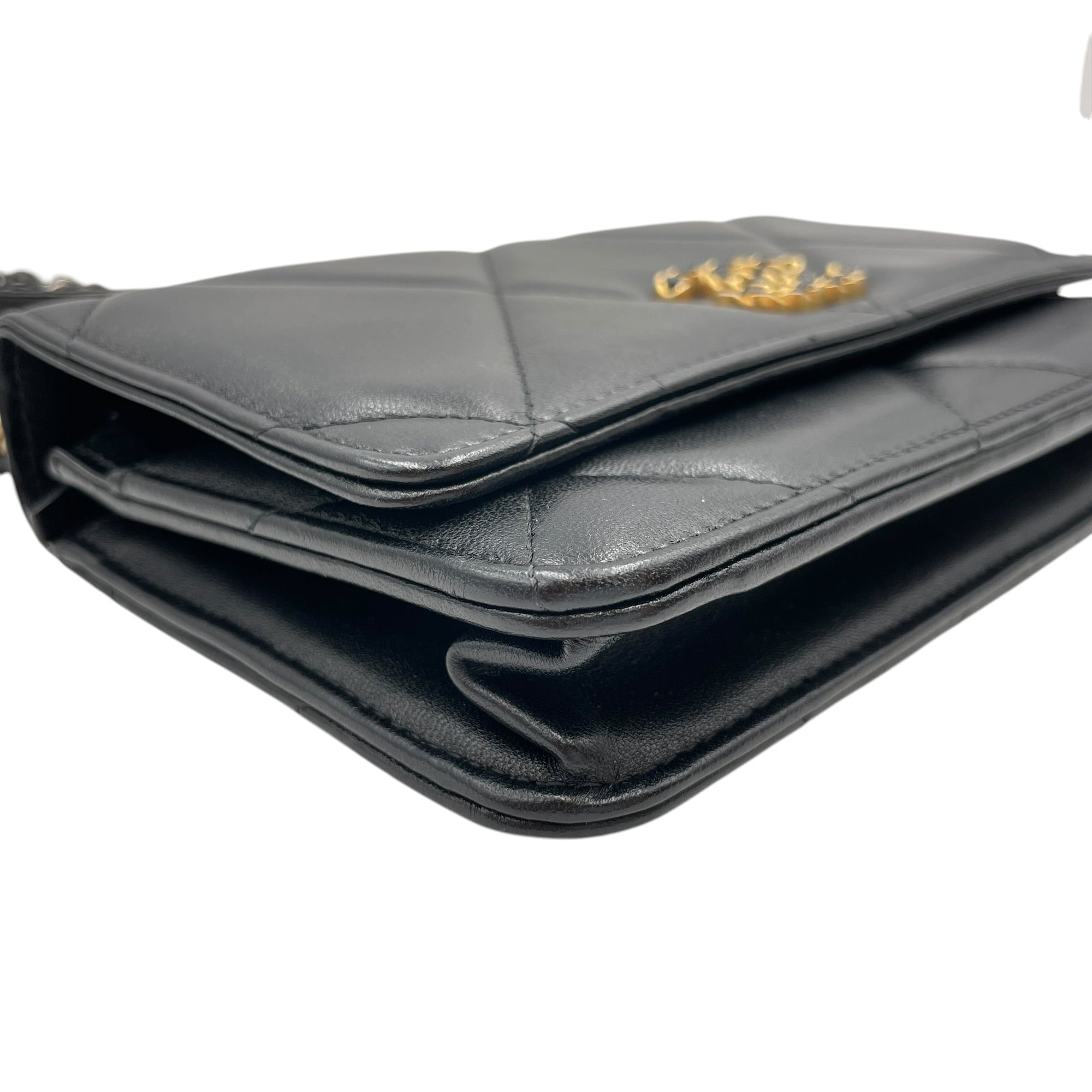 C19 Black Wallet On Chain in Lambskin Mixed hardware CL2605-21176 6