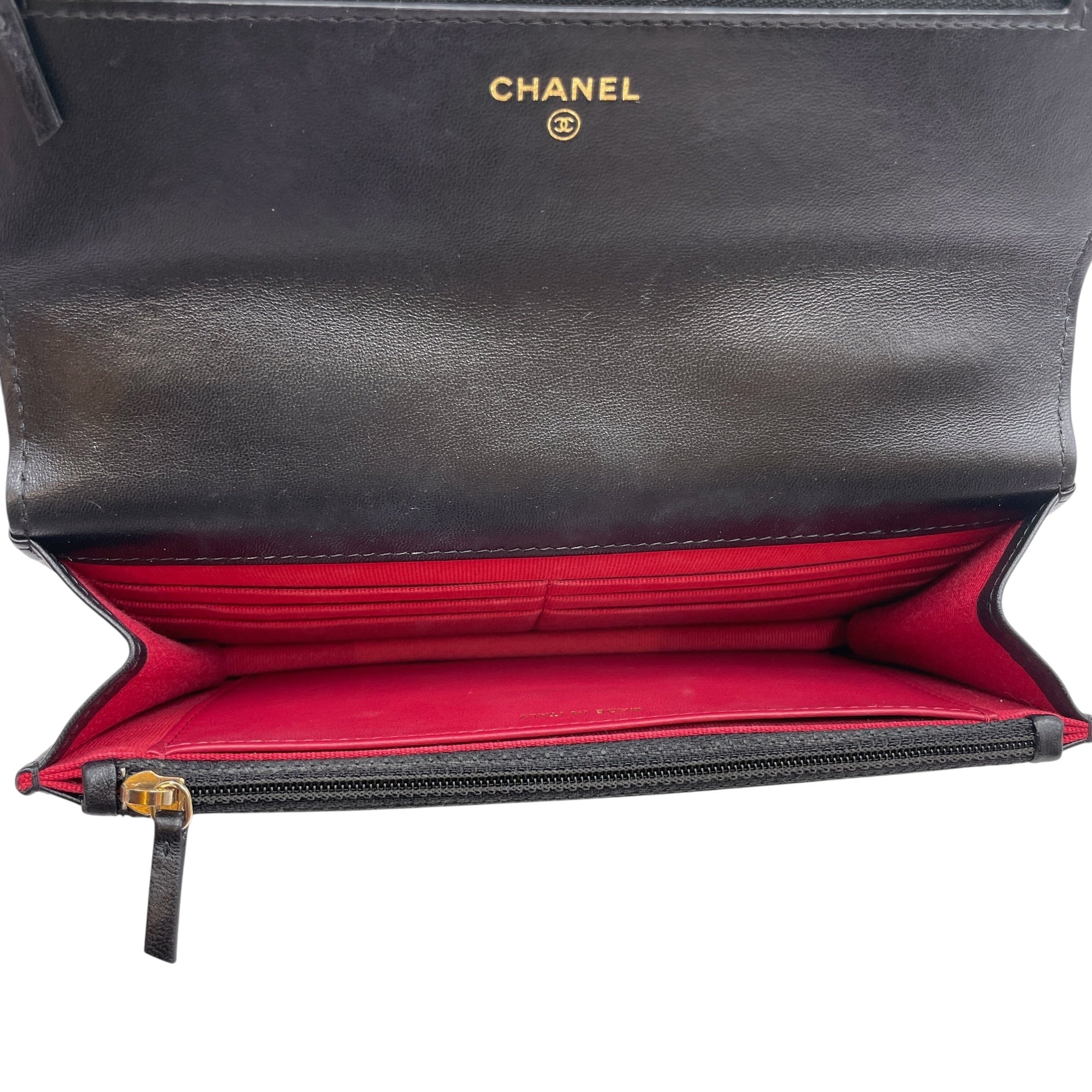 C19 Black Wallet On Chain in Lambskin Mixed hardware CL2605-21176 8