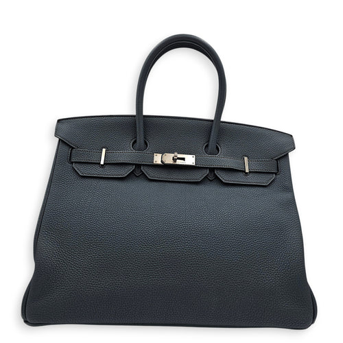 Birkin 35 Blue Orage in Togo Palladium hardware