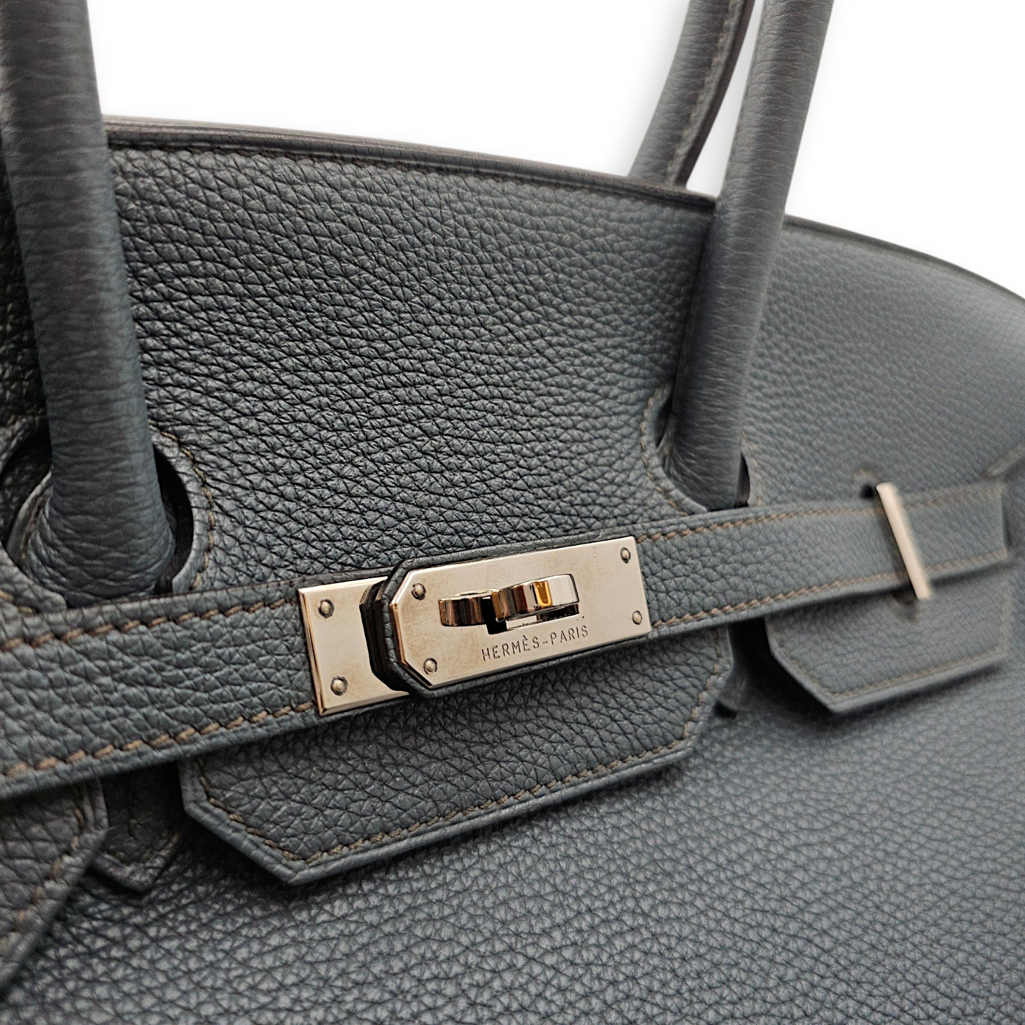 Birkin 35 Blue Orage in Togo Palladium hardware