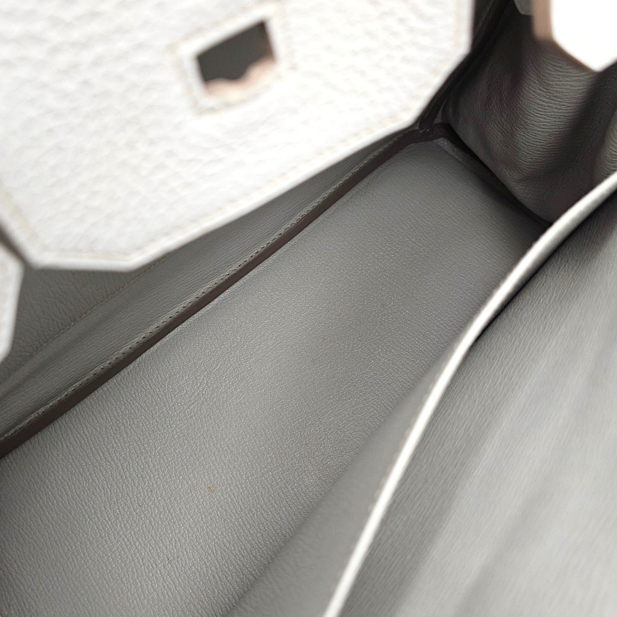 Club Birkin 35 Gris Perle/Mykonos/Blanc in Clemence/Lizard Palladium hardware
