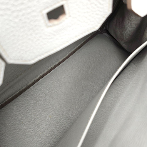 Club Birkin 35 Gris Perle/Mykonos/Blanc in Clemence/Lizard Palladium hardware
