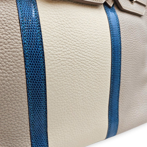 Club Birkin 35 Gris Perle/Mykonos/Blanc in Clemence/Lizard Palladium hardware