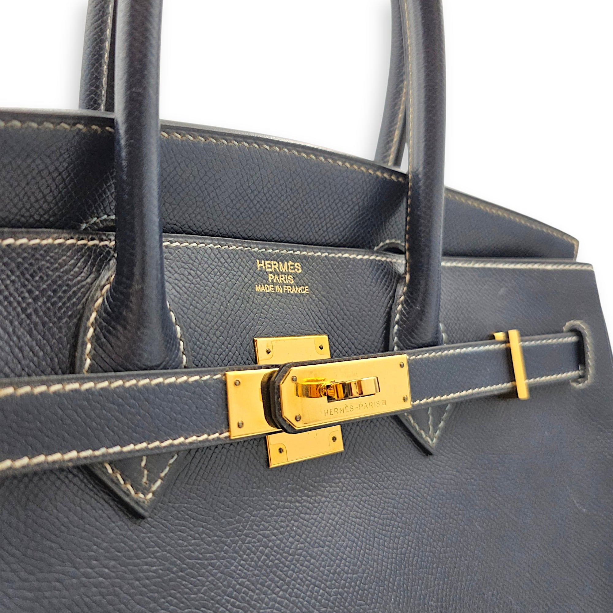 Birkin 30 Blue Indigo in Courchevel Gold hardware