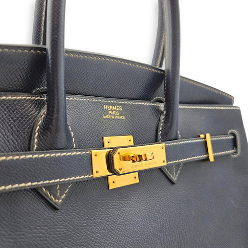 Birkin 30 Blue Indigo in Courchevel Gold hardware