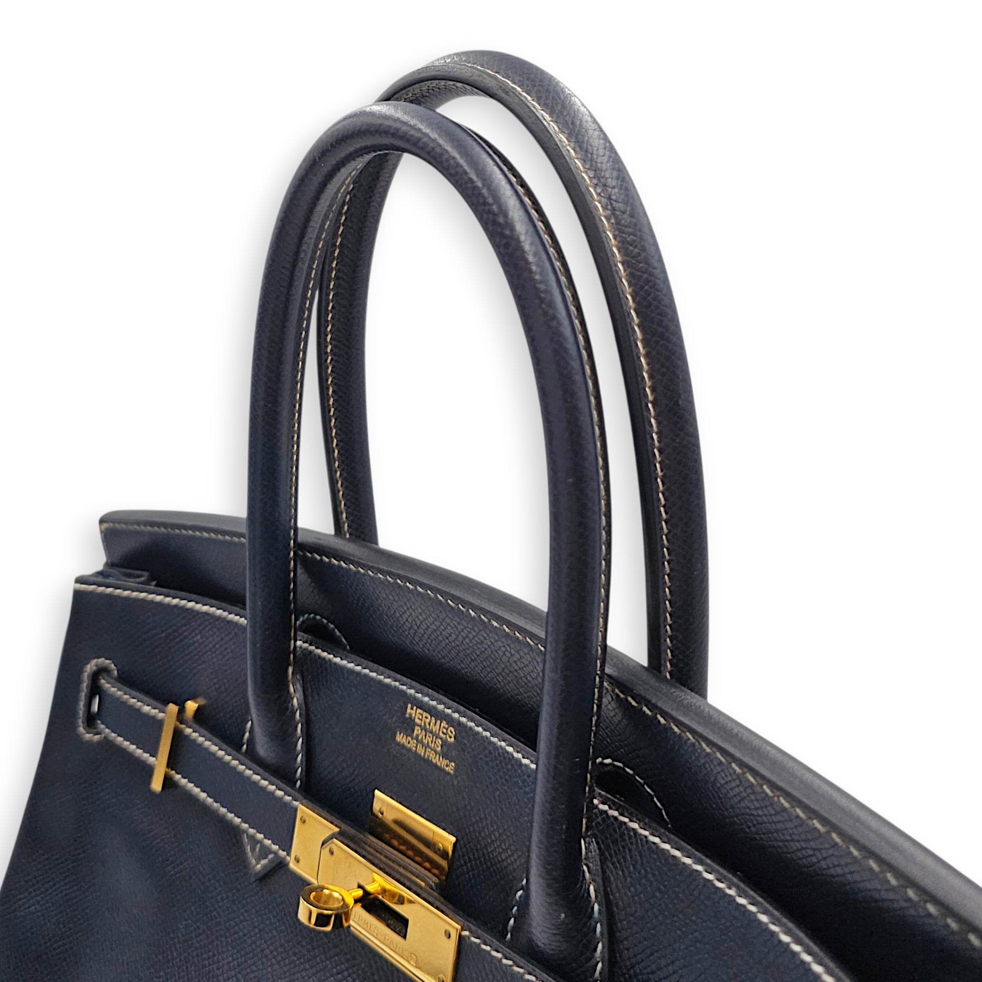 Birkin 30 Blue Indigo in Courchevel Gold hardware CL2605-21180 8