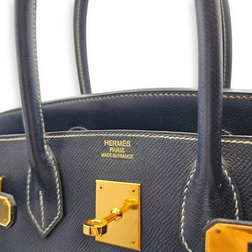 Birkin 30 Blue Indigo in Courchevel Gold hardware CL2605-21180 9