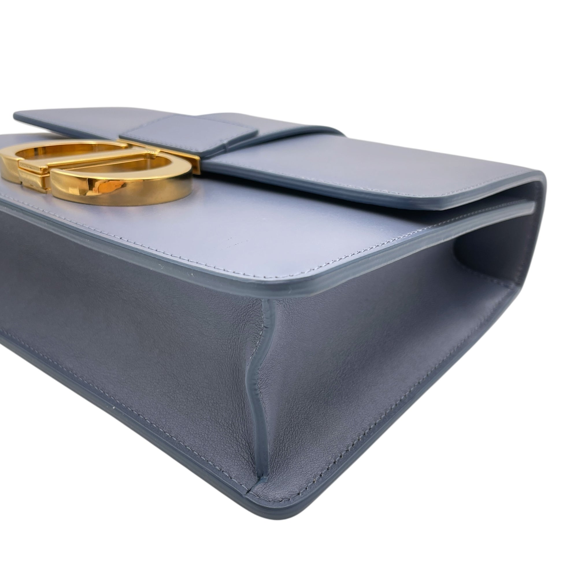 Montaigne Flap Blue Shoulder Bag in Calfskin Gold hardware