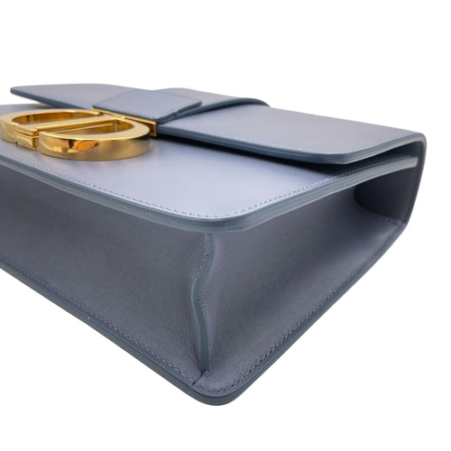 Montaigne Flap Blue Shoulder Bag in Calfskin Gold hardware