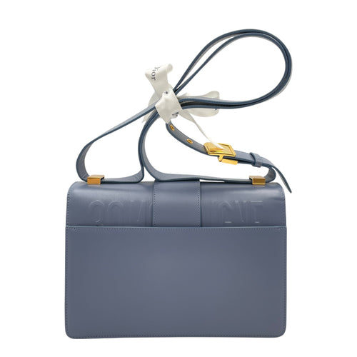 Montaigne Flap Blue Shoulder Bag in Calfskin Gold hardware