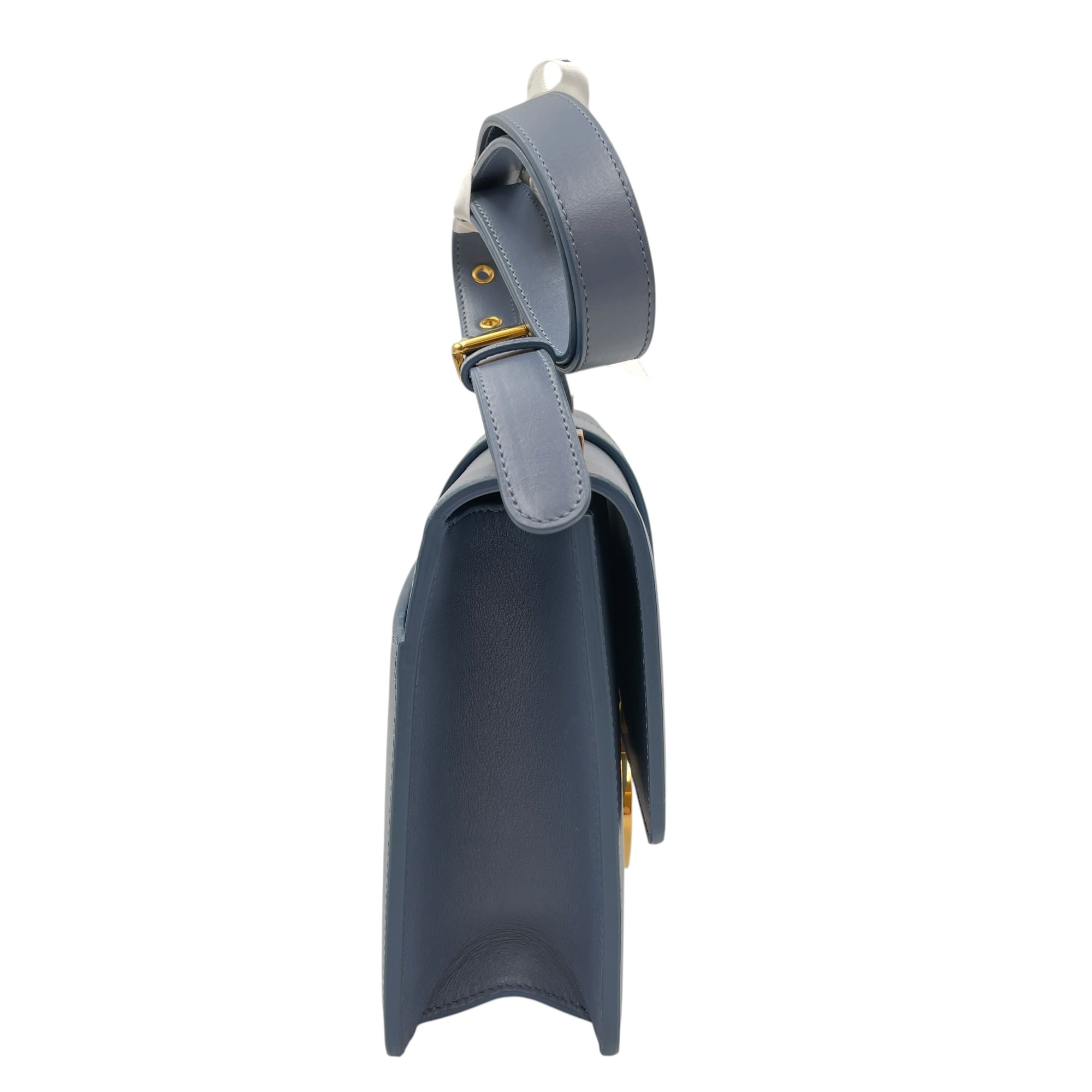 Montaigne Flap Blue Shoulder Bag in Calfskin Gold hardware