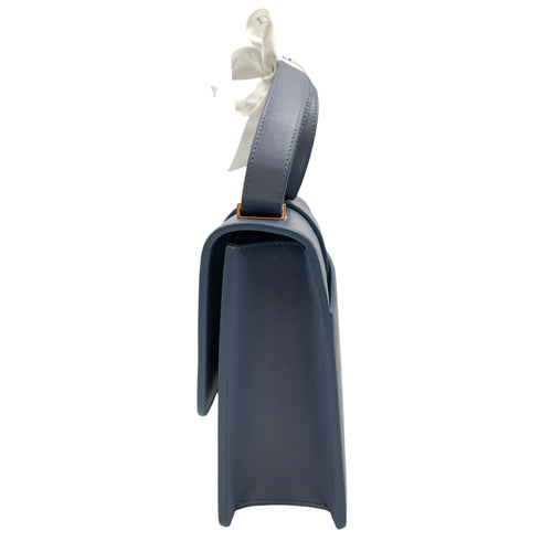 Montaigne Flap Blue Shoulder Bag in Calfskin Gold hardware