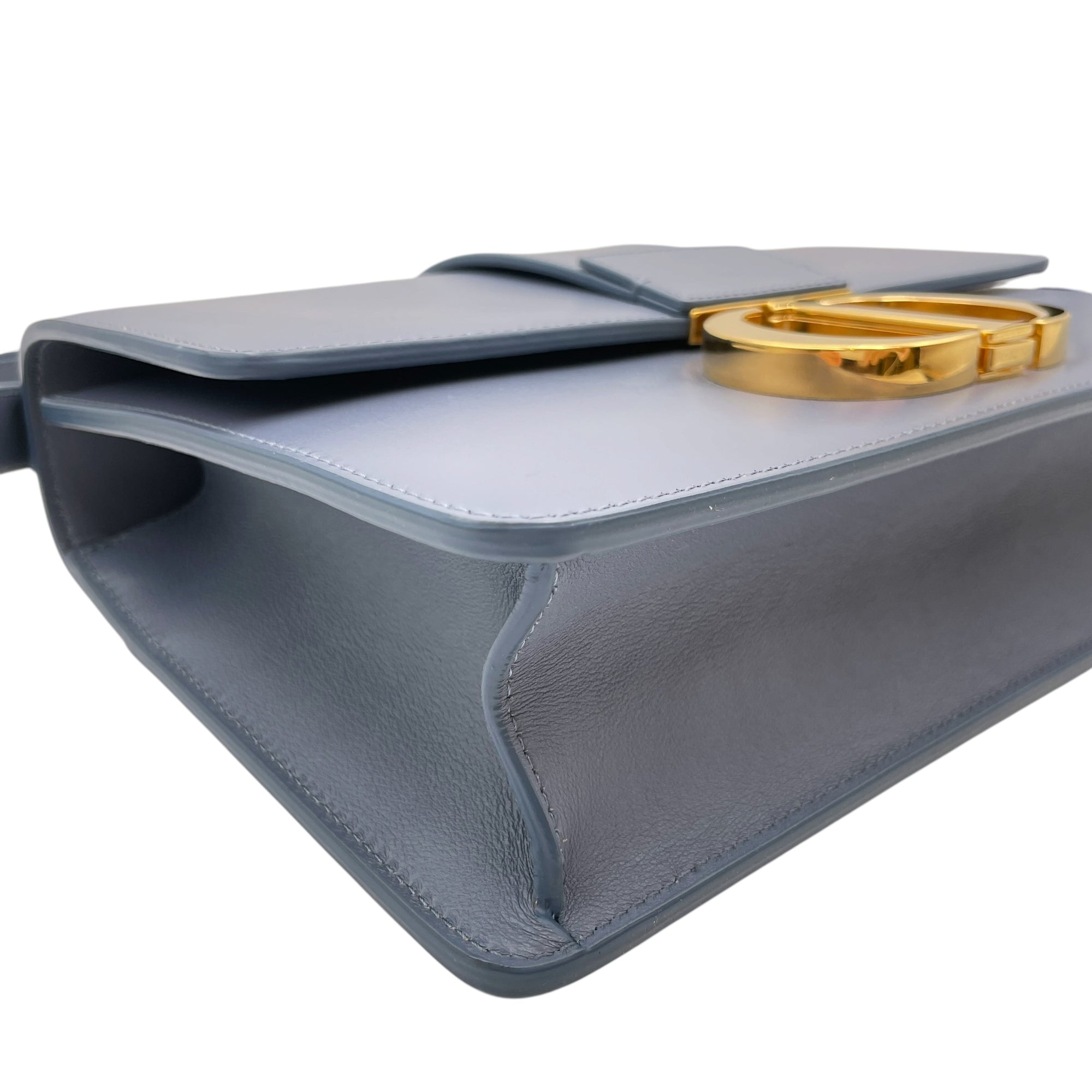 Montaigne Flap Blue Shoulder Bag in Calfskin Gold hardware