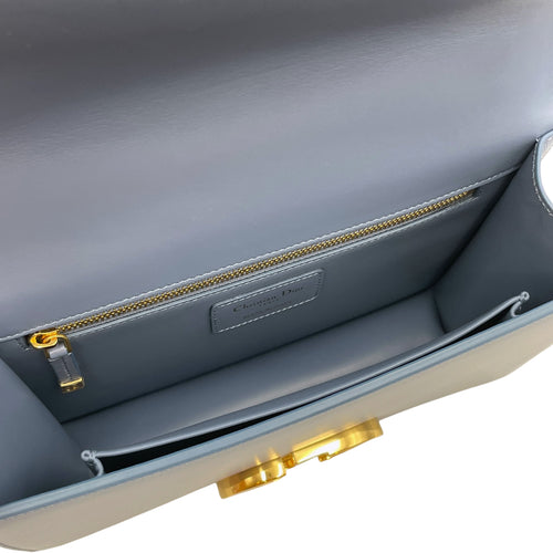 Montaigne Flap Blue Shoulder Bag in Calfskin Gold hardware