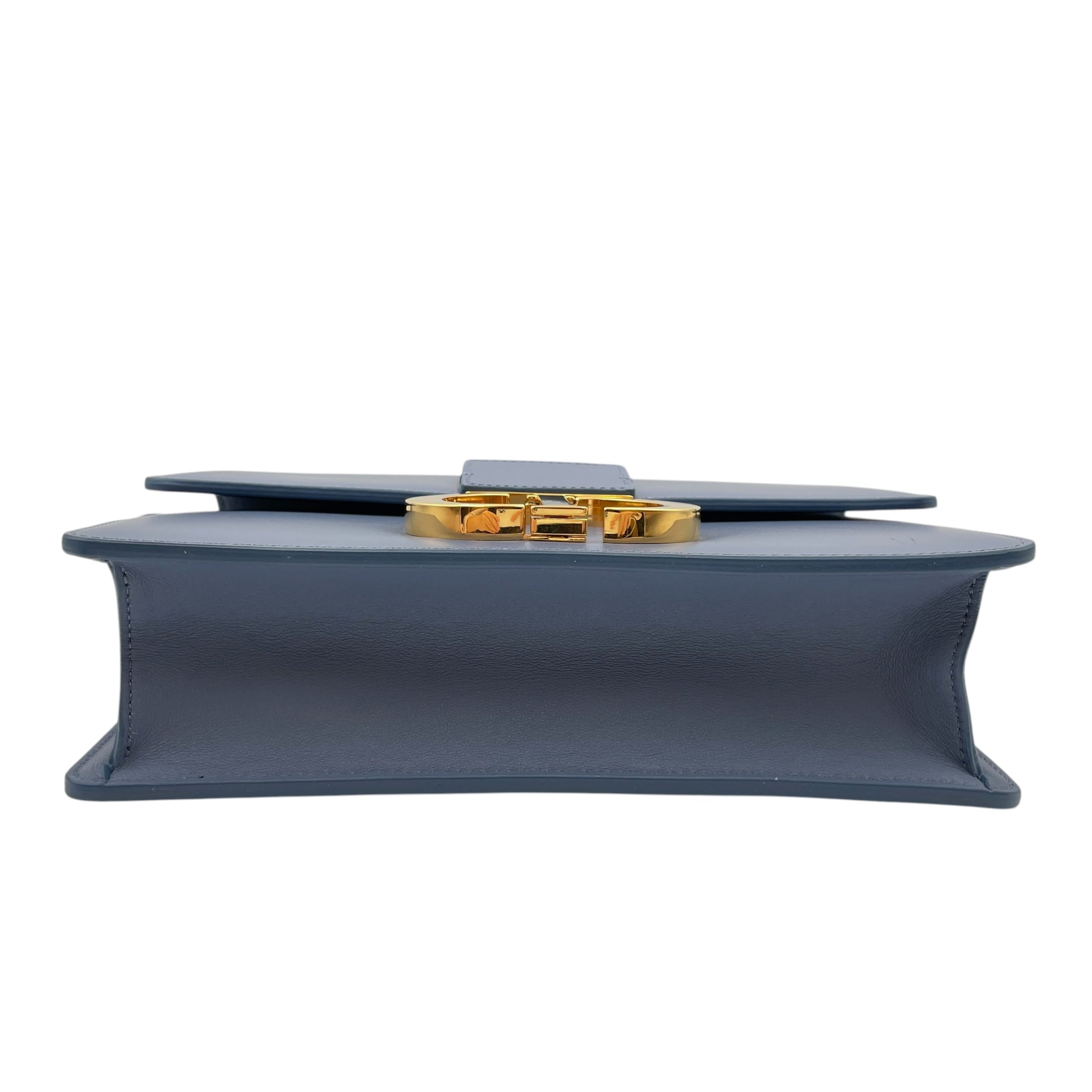 Montaigne Flap Blue Shoulder Bag in Calfskin Gold hardware