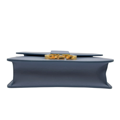 Montaigne Flap Blue Shoulder Bag in Calfskin Gold hardware