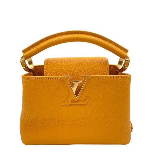 Capucines Mini Yellow Top Handle Bag in Taurillon Leather Gold hardware CL2605-21183 1