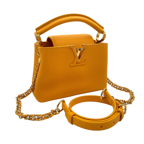 Capucines Mini Yellow Top Handle Bag in Taurillon Leather Gold hardware CL2605-21183 10