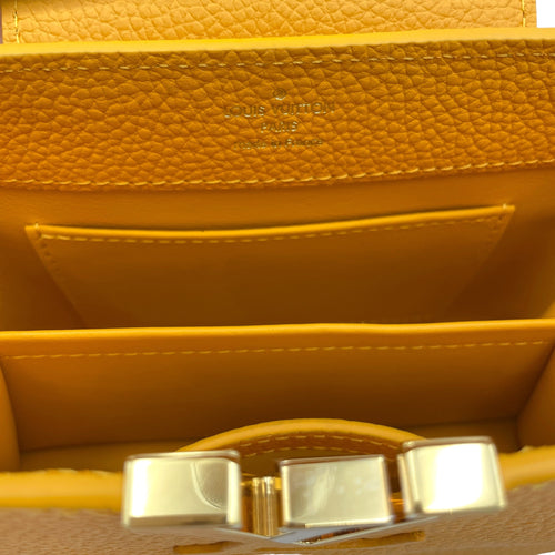 Capucines Mini Yellow Top Handle Bag in Taurillon Leather Gold hardware CL2605-21183 11