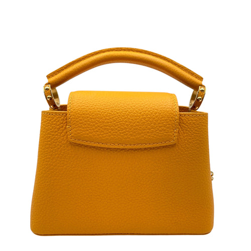 Capucines Mini Yellow Top Handle Bag in Taurillon Leather Gold hardware CL2605-21183 2