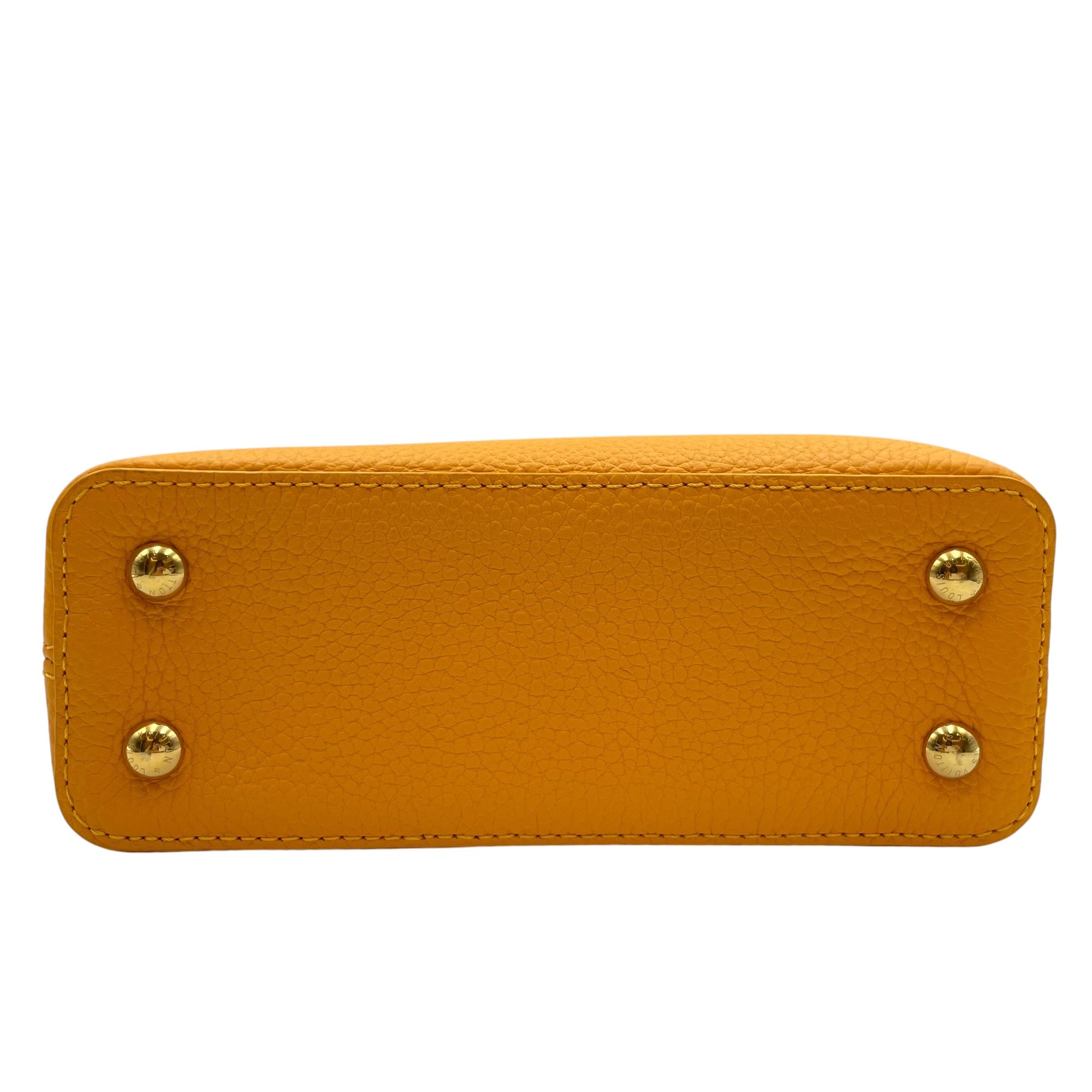 Capucines Mini Yellow Top Handle Bag in Taurillon Leather Gold hardware CL2605-21183 3