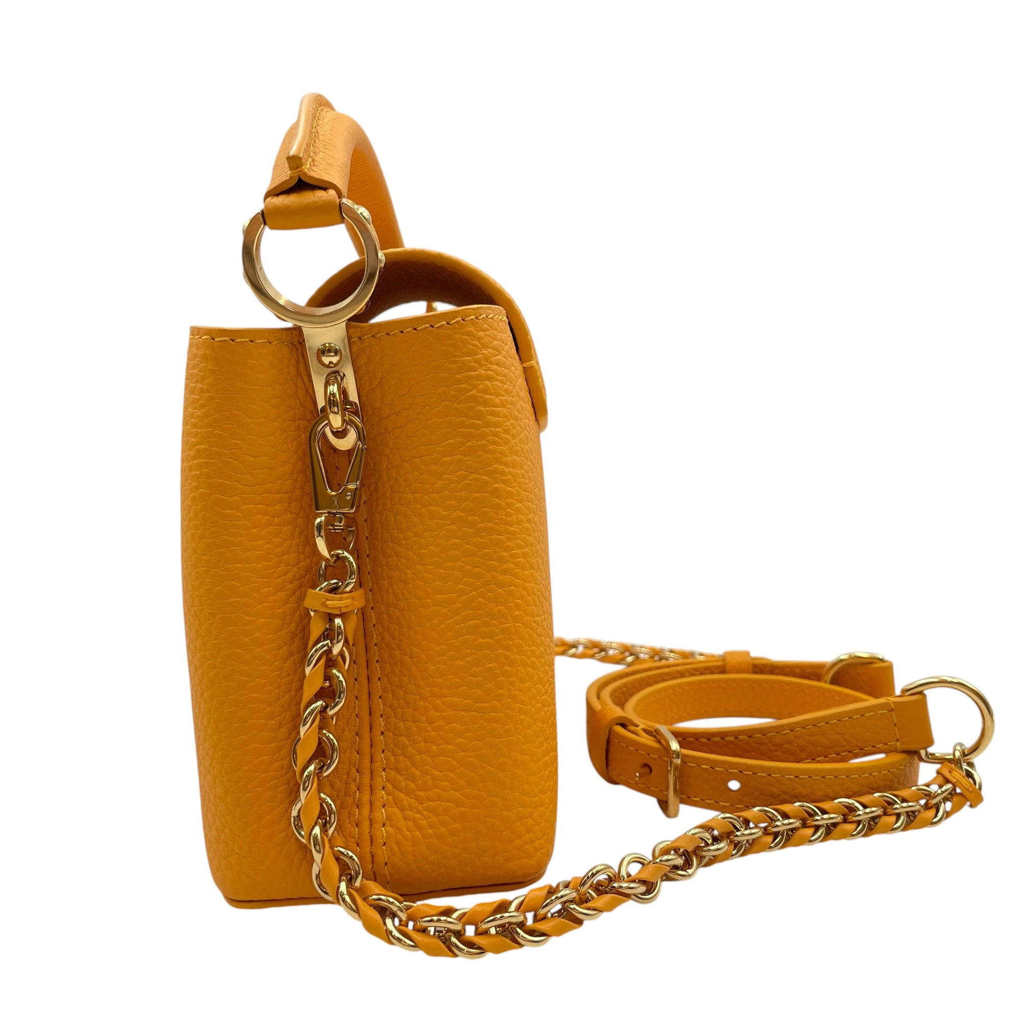 Capucines Mini Yellow Top Handle Bag in Taurillon Leather Gold hardware CL2605-21183 4