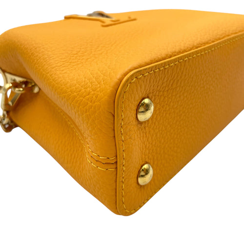 Capucines Mini Yellow Top Handle Bag in Taurillon Leather Gold hardware CL2605-21183 8