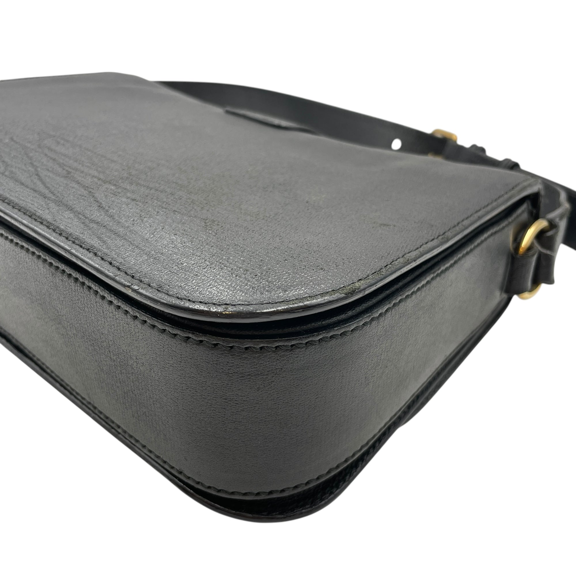 Ligue Y Flap Black Shoulder Bag in Chyc Leather Gold hardware