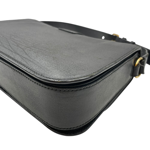 Ligue Y Flap Black Shoulder Bag in Chyc Leather Gold hardware