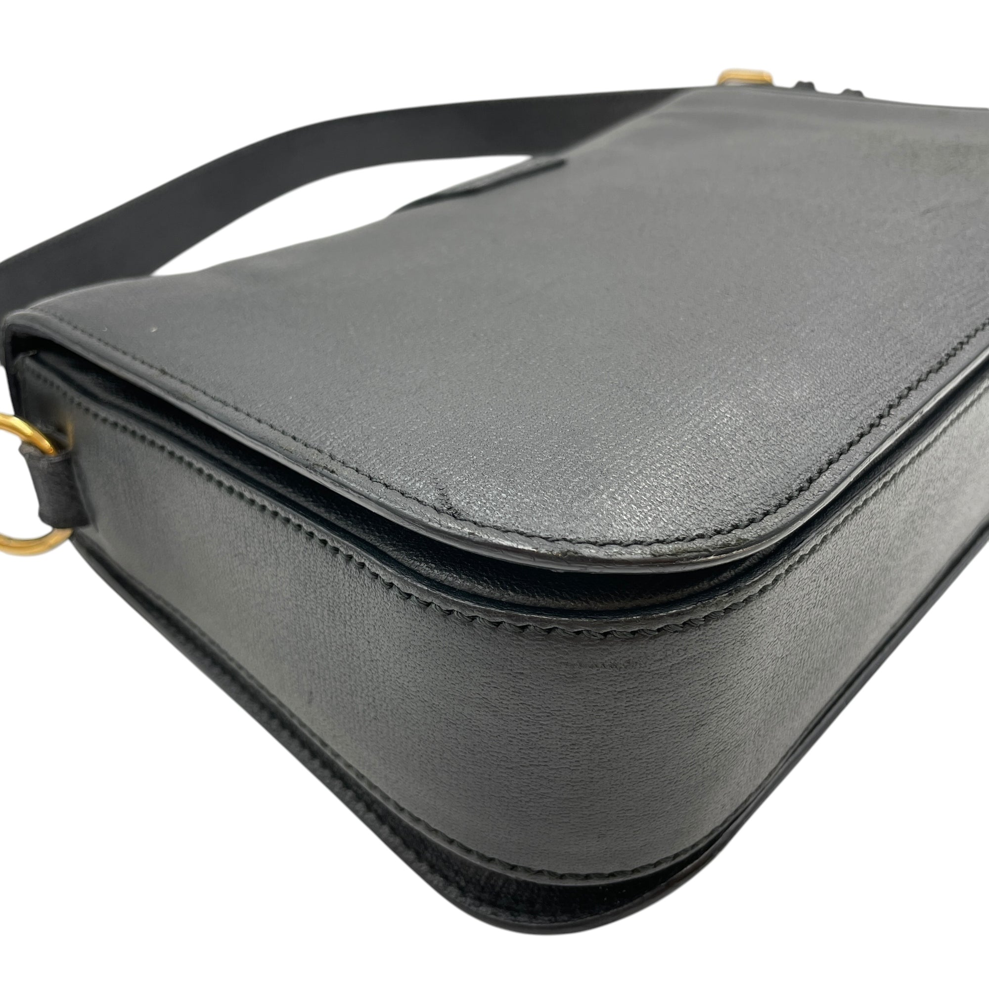 Ligue Y Flap Black Shoulder Bag in Chyc Leather Gold hardware