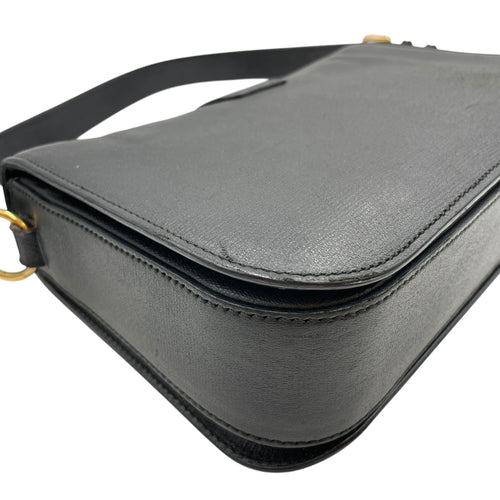 Ligue Y Flap Black Shoulder Bag in Chyc Leather Gold hardware