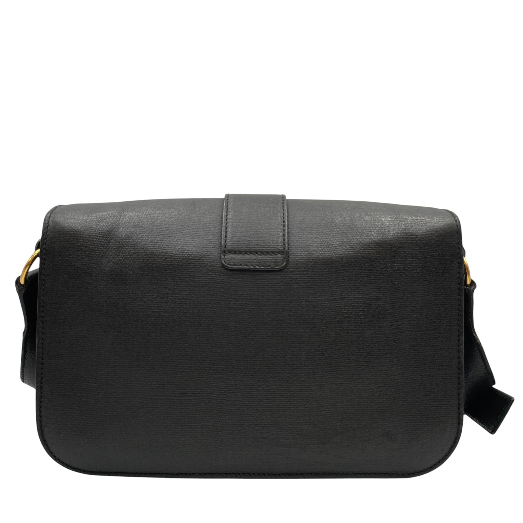 Ligue Y Flap Black Shoulder Bag in Chyc Leather Gold hardware