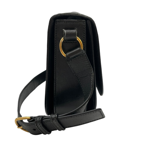 Ligue Y Flap Black Shoulder Bag in Chyc Leather Gold hardware