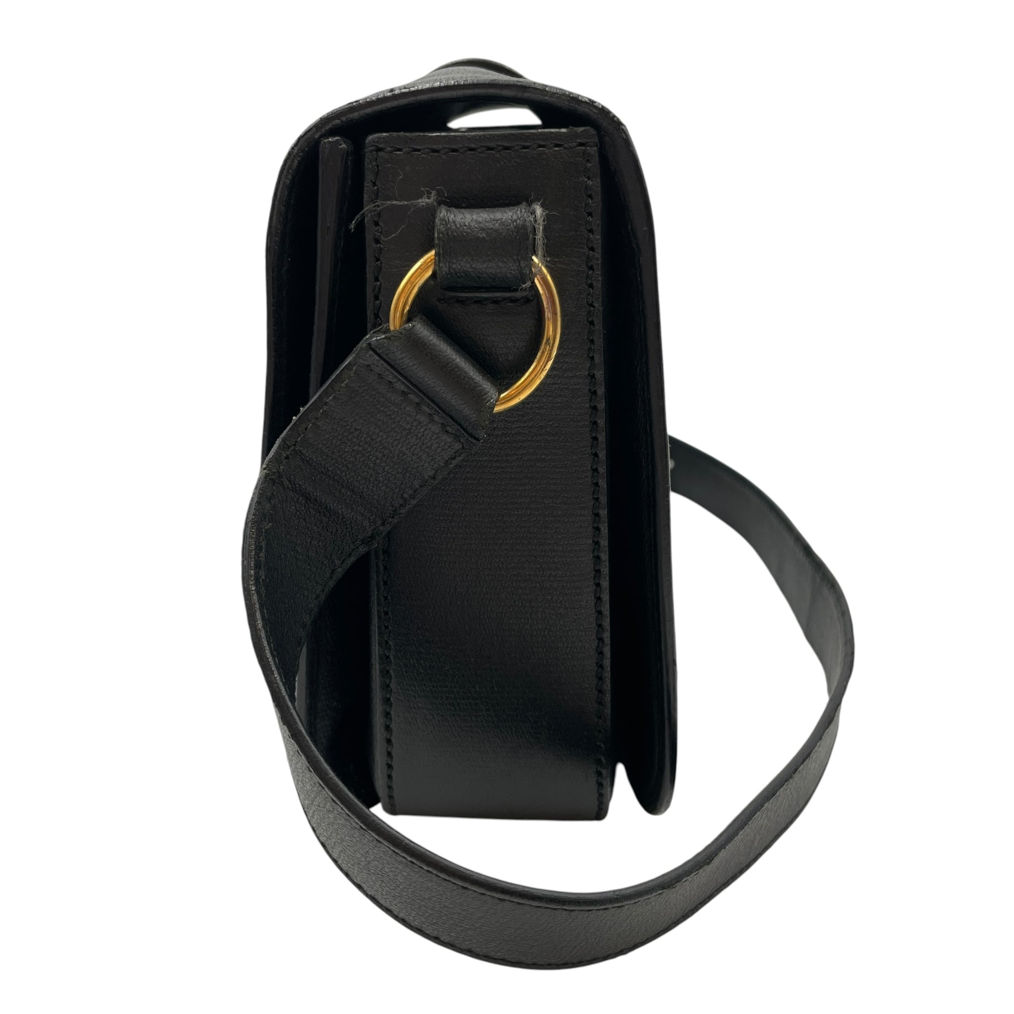 Ligue Y Flap Black Shoulder Bag in Chyc Leather Gold hardware