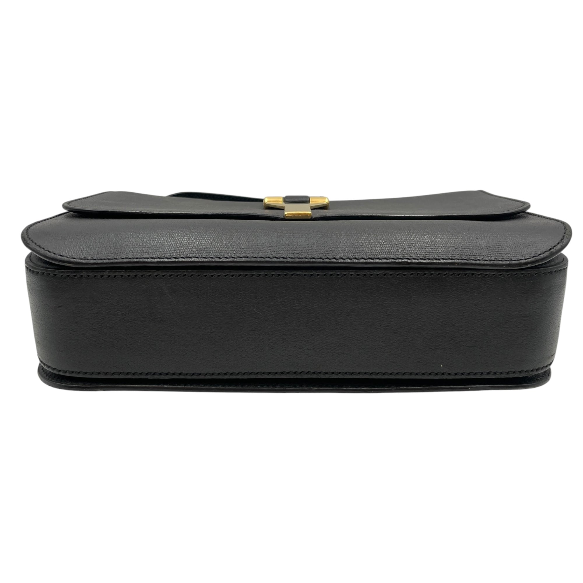 Ligue Y Flap Black Shoulder Bag in Chyc Leather Gold hardware