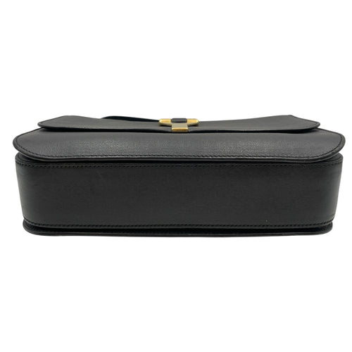 Ligue Y Flap Black Shoulder Bag in Chyc Leather Gold hardware
