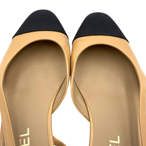 Slingback 38.5 Beige Flats in Goat Leather