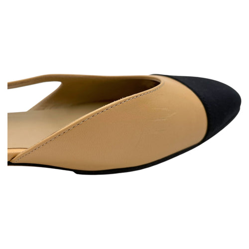Slingback 38.5 Beige Flats in Goat Leather