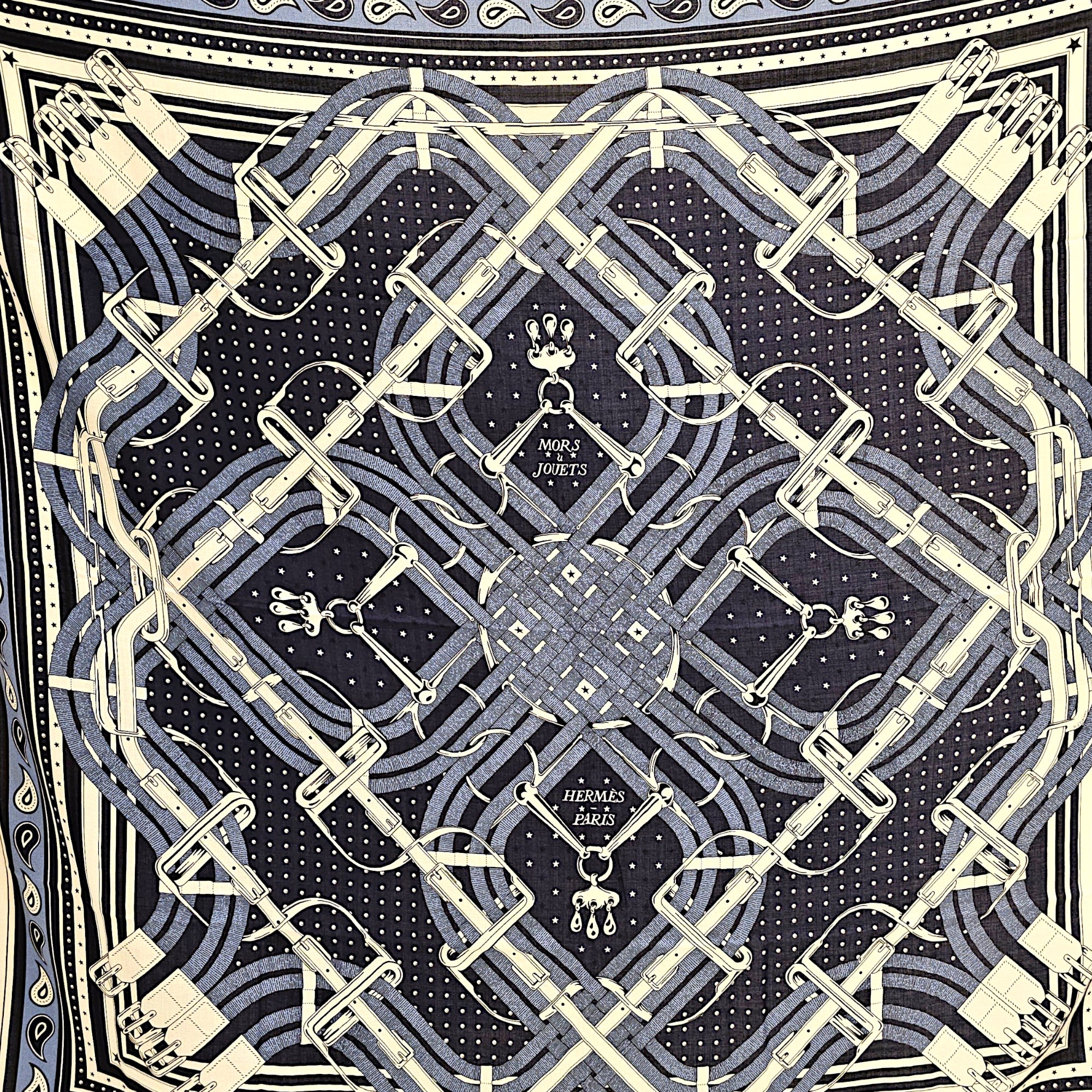 Mors a jouets Bandana Shawl 140 Bleu Marine/Blanc/Blue Jean Shawl