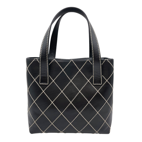 Vintage Wild Stitch Black Top Handle Bag in Calfskin Gold hardware CL2605-21206 2